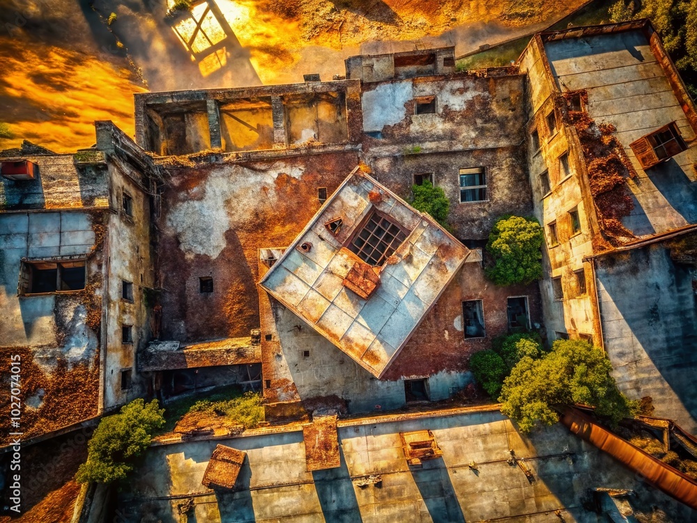 Fototapeta premium Urban Exploration with Old Paper Texture Background for Vintage Aesthetic