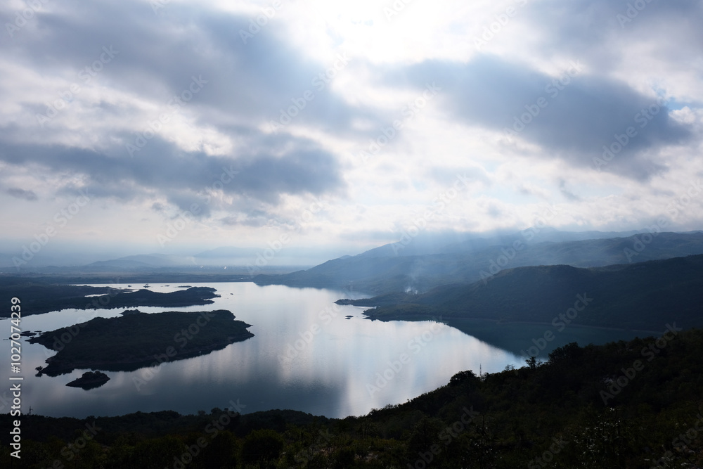 Morning over a mountain lake in Montenegro Morning over a mountain lake in Montenegro