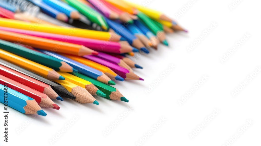 Colorful School Supplies Neatly Arranged on Desk Colorful School Supplies Neatly Arranged on Desk