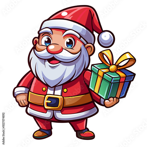 Santa Claus Cartoon with Gift 