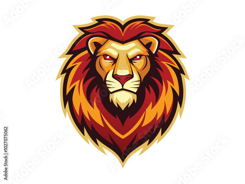 Fierce Lion Head Logo Vector Illustration, Majestic Animal Design,