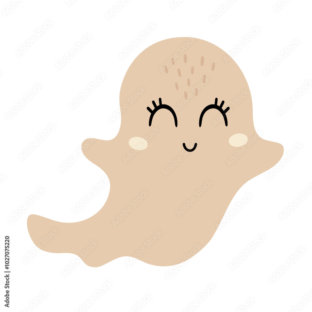Halloween ghost clipart. Cute Halloween character. Hand drawn vector illustration in flat style