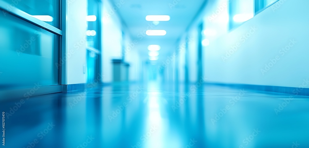 Soft blue hospital background providing a serene space for text. Soft blue hospital background providing a serene space for text.