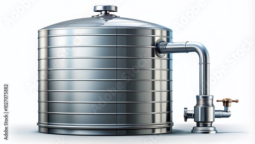 Vector Illustration of a Water Tank with Tap on White Background for Home and Garden Use