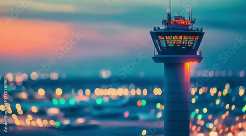 ATC aerial view scene at afternoon, Camera slow motion with different angles	