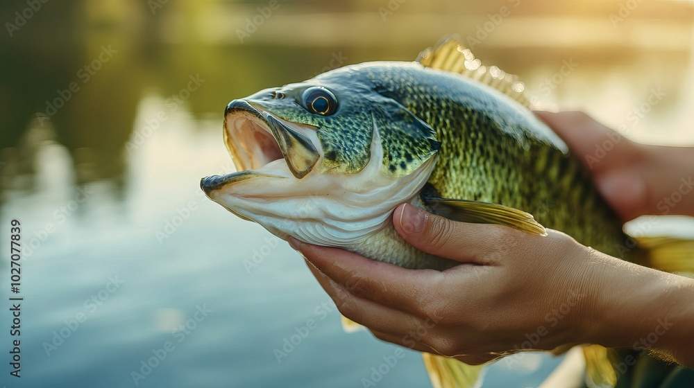 Hands Holding Freshly Caught Fish Close Up Hands Holding Freshly Caught Fish Close Up