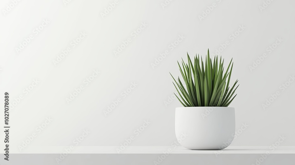 Simple Potted Plant in Clean White Ceramic Pot Simple Potted Plant in Clean White Ceramic Pot
