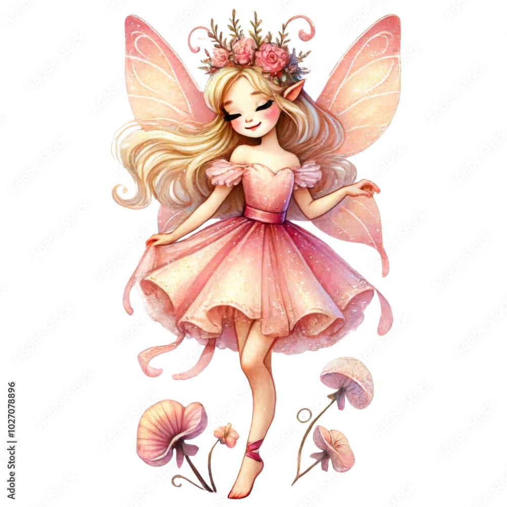 Fairy girl with pink wings, Fantasy character design for decoration. Fairy girl with pink wings, Fantasy character design for decoration.