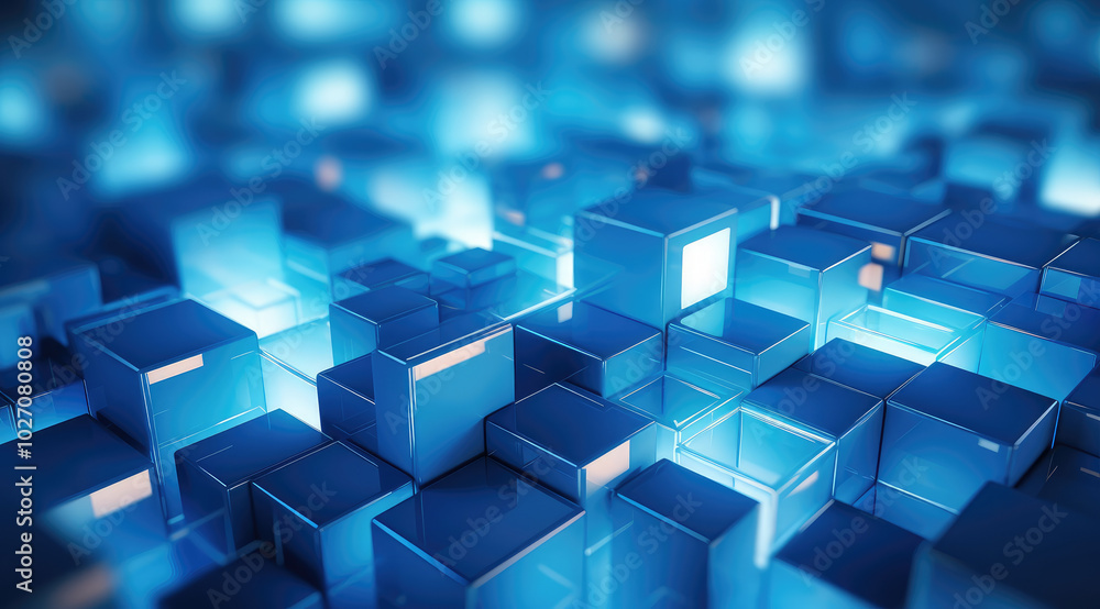 Futuristic Blue Glowing Cube Network Abstract Futuristic Blue Glowing Cube Network Abstract