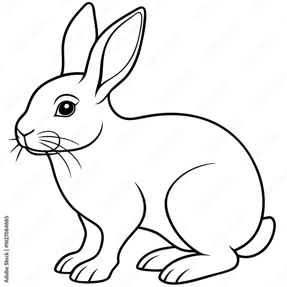 simple icon Children coloring book page, line art, monochrome black and white, cartoon outline cute style, illustration of a rabbit simple icon Children coloring book page, line art, monochrome black and white, cartoon outline cute style, illustration of a rabbit
