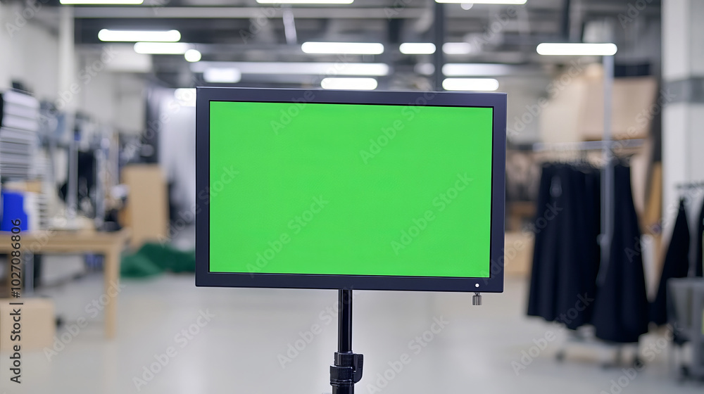 Green Screen Monitor in Fashion Design Studio Setup Green Screen Monitor in Fashion Design Studio Setup