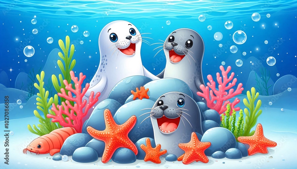 otter family in the ocean otter family in the ocean