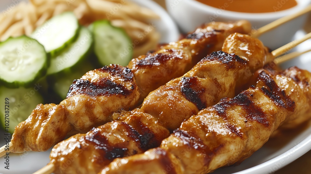 Grilled chicken skewers with veggies and sauce. Grilled chicken skewers with veggies and sauce.