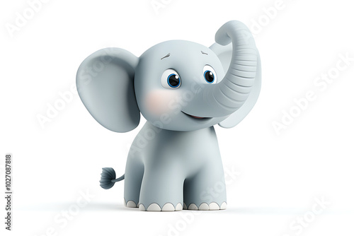 A cute, cartoon-style elephant with a friendly expression and large ears.