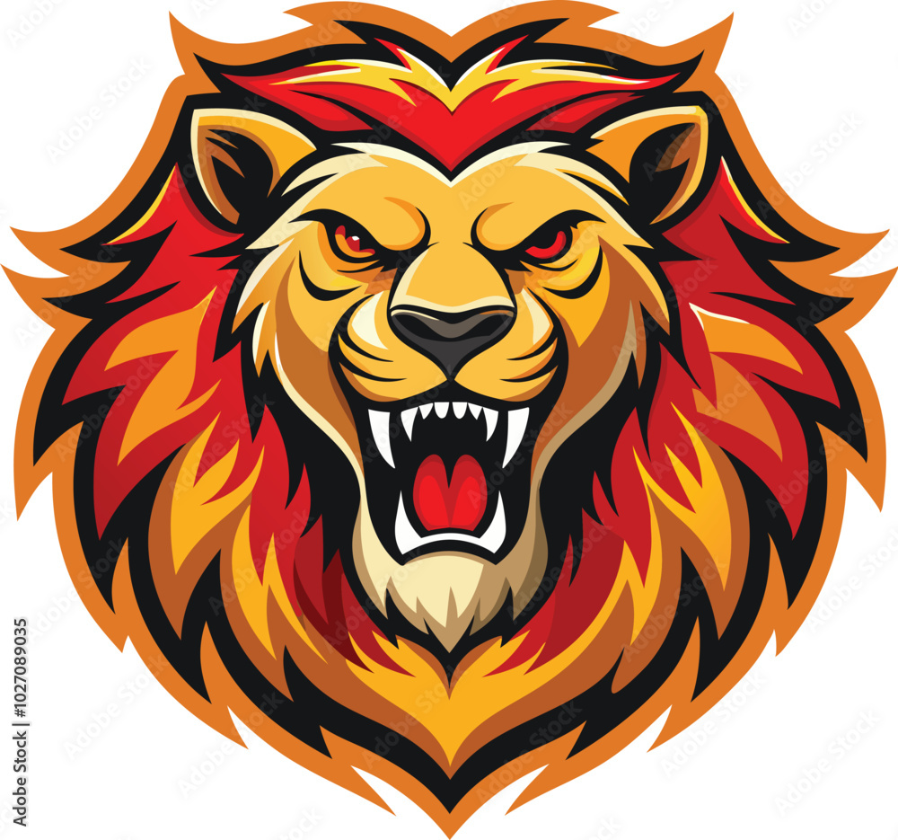 Obraz premium Angry lion head vector illlustration.