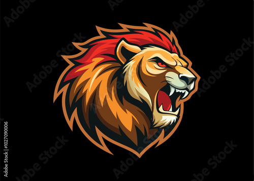 lion head mascot logo vector illustration. photo