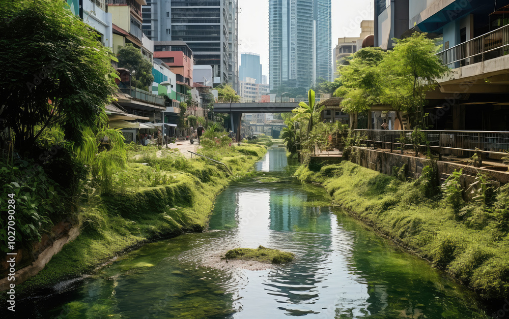 Urban Oasis: Greenery Along the City River Urban Oasis: Greenery Along the City River
