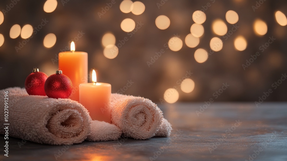 Cozy vibe with candles and decor for the holidays Cozy vibe with candles and decor for the holidays