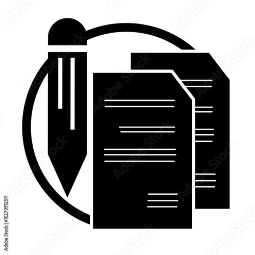 Design Vector Icon Illustration Pencil and Document