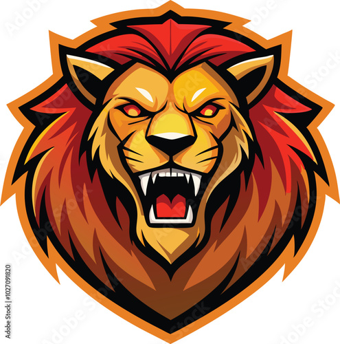 lion head mascot logo vector illustration.