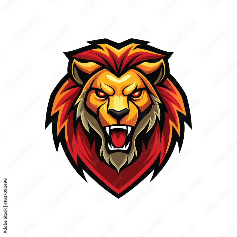 Fototapeta premium lion head mascot logo vector illustration.