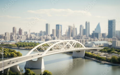 Urban Elegance: Architectural Bridge Over City River