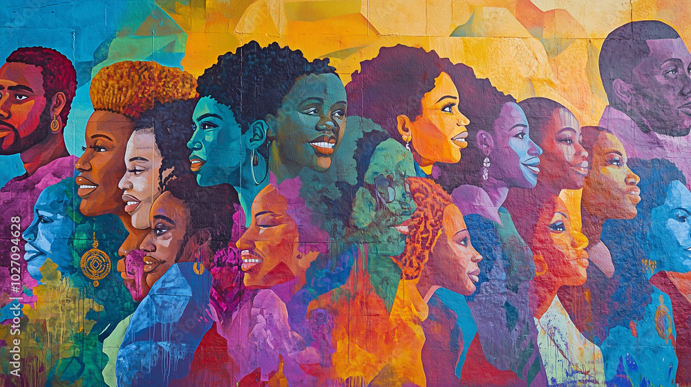 Foto de large mural on a city wall painted during Black Awareness Day ...