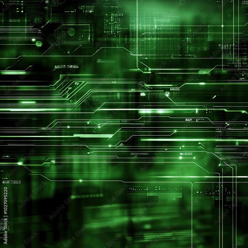 Obraz premium Abstract green digital circuit background.
