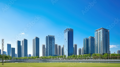 Modern Skyscrapers Under Clear Blue Sky