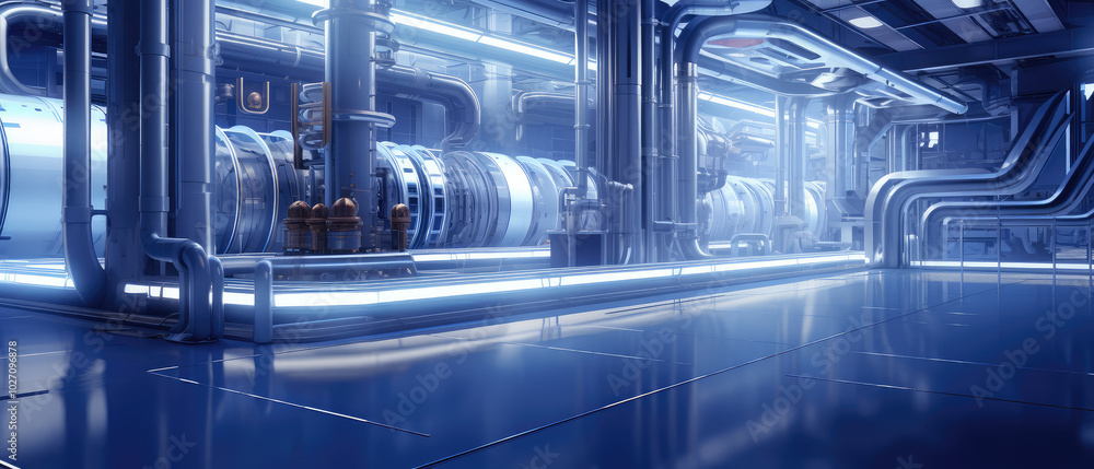 Obraz premium Futuristic Industrial Facility Interior