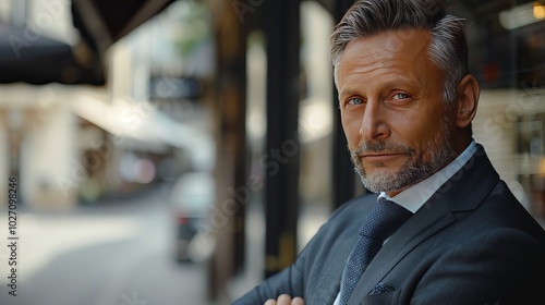 Confident Mature Businessman in Professional Attire Looking Directly at Camera