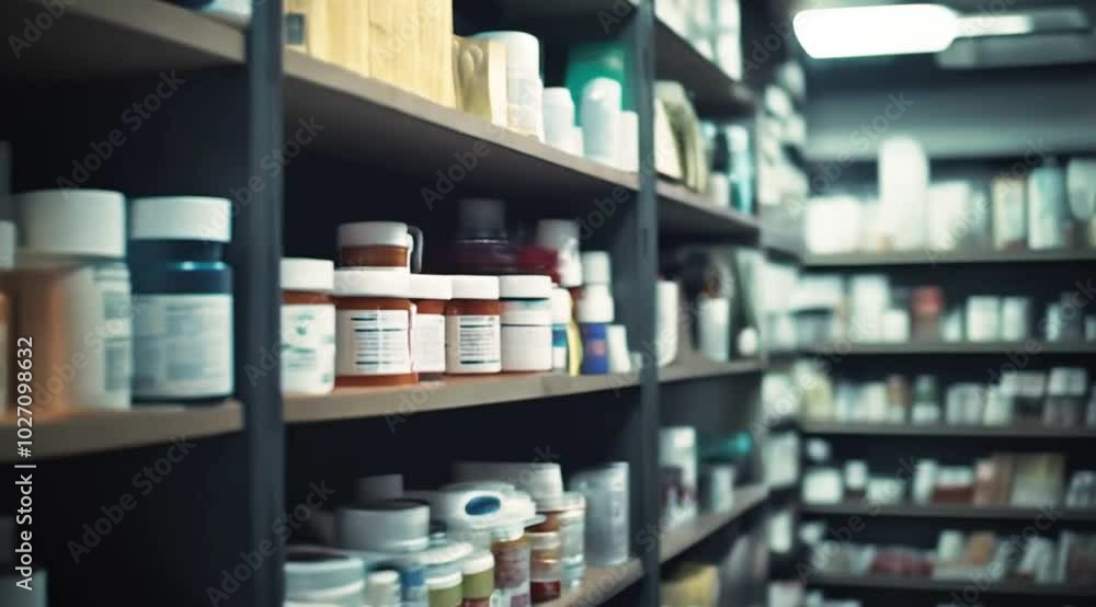 Medicine bottle scene on the shelf, Camera slow motion with different angles Medicine bottle scene on the shelf, Camera slow motion with different angles