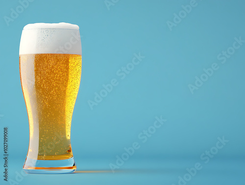 Craft beer presentation blue background photo