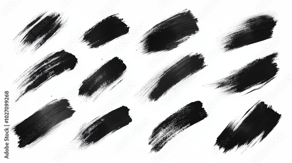 Set of vector black brush strokes isolated on a white background Set of vector black brush strokes isolated on a white background