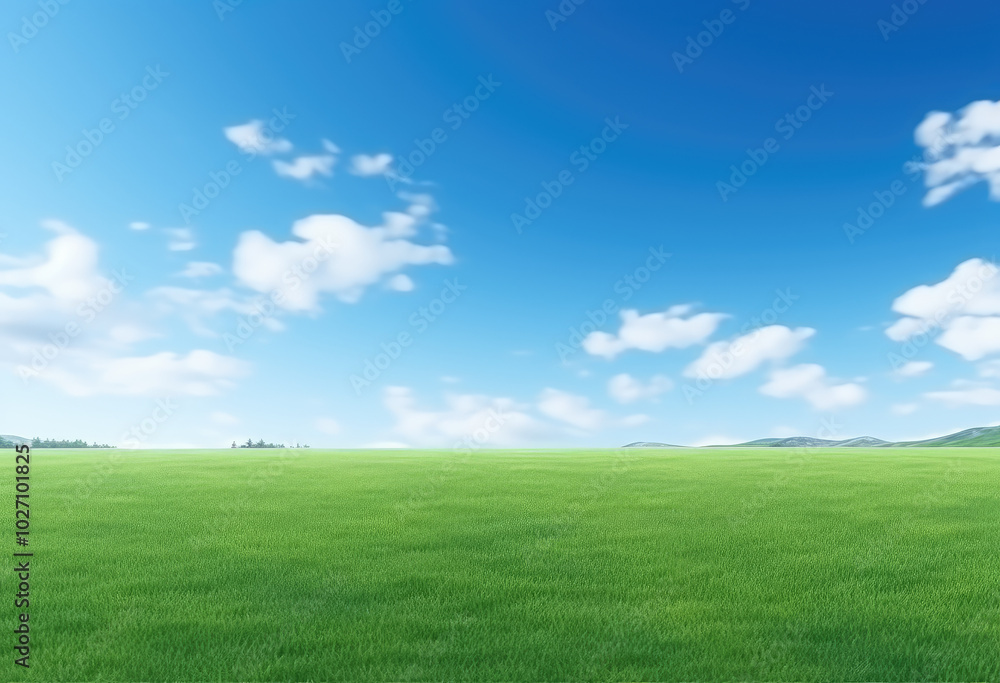 Serene Green Meadow Under Blue Sky Serene Green Meadow Under Blue Sky