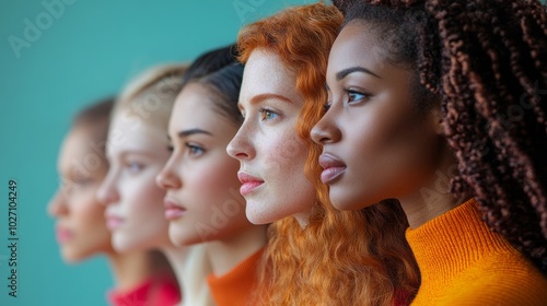 Diverse Group of Women with DNA Strands, Symbolizing Genetic Testing and Diversity Generative AI