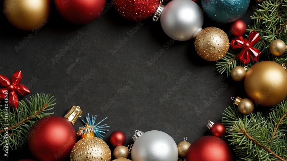 Christmas border on black background wirh copy space for text Christmas border on black background wirh copy space for text