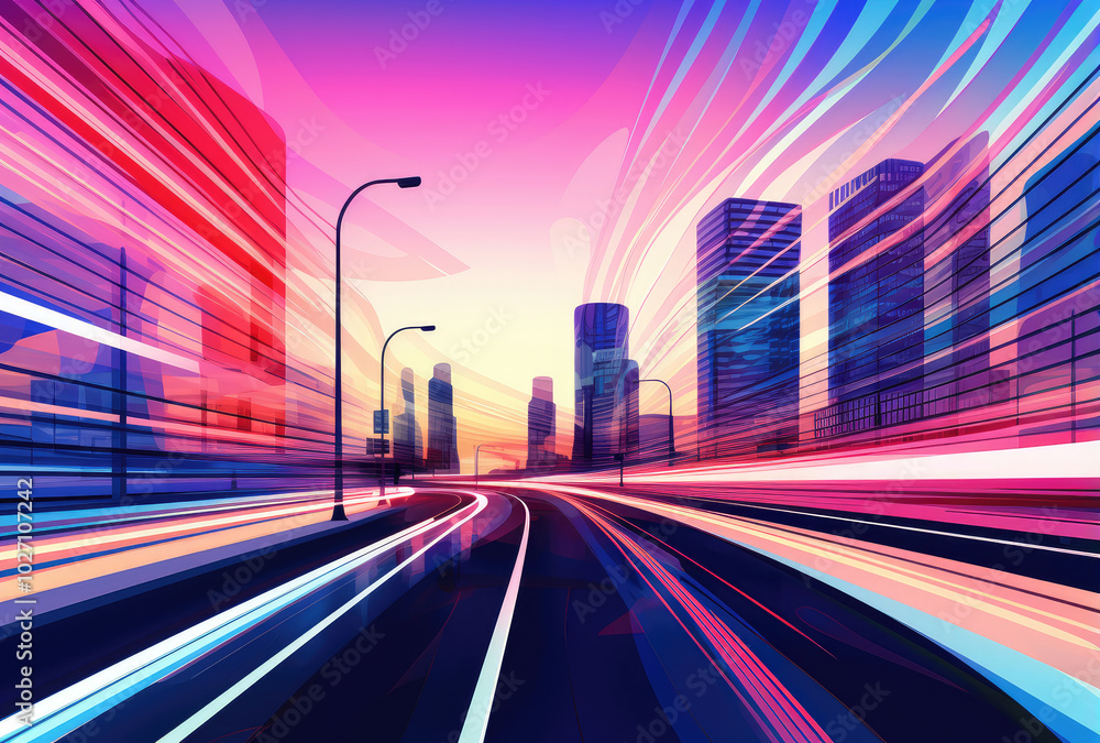 Φωτογραφία Vibrant City Life Speed and Motion Abstract Illustration