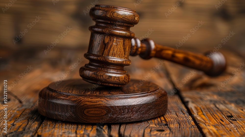 Wooden Gavel on a Wooden Surface - Symbol of Justice Wooden Gavel on a Wooden Surface - Symbol of Justice