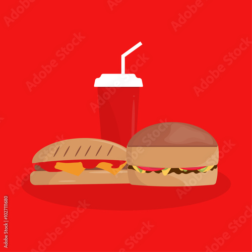 3 piece burger, sandwich and drink set