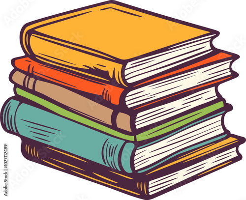 Bookstack drawing clipart design illustration