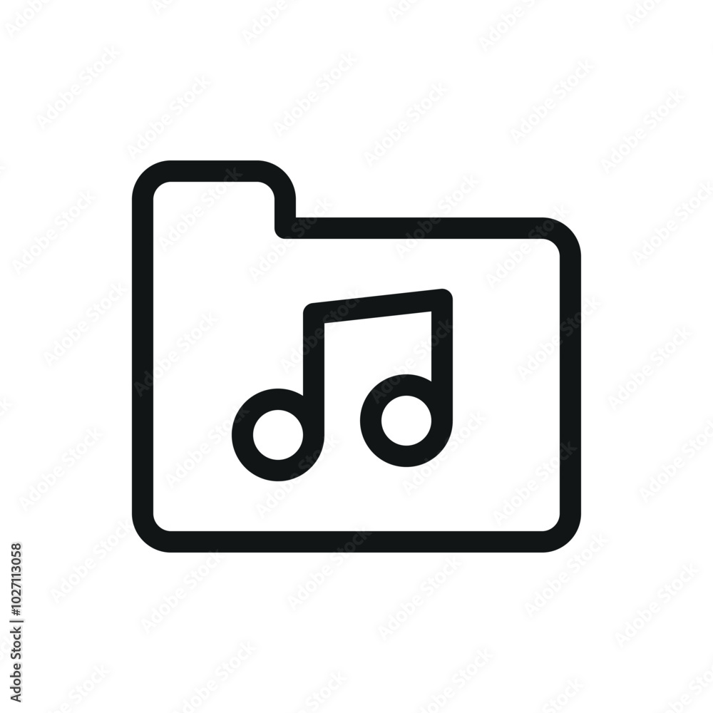 Music folder isolated icon, music portfolio vector symbol with editable stroke Music folder isolated icon, music portfolio vector symbol with editable stroke