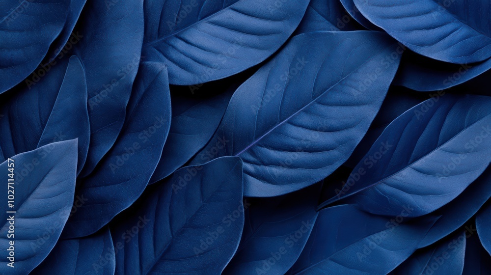 Obraz premium Navy Blue Lush Leaves Texture 