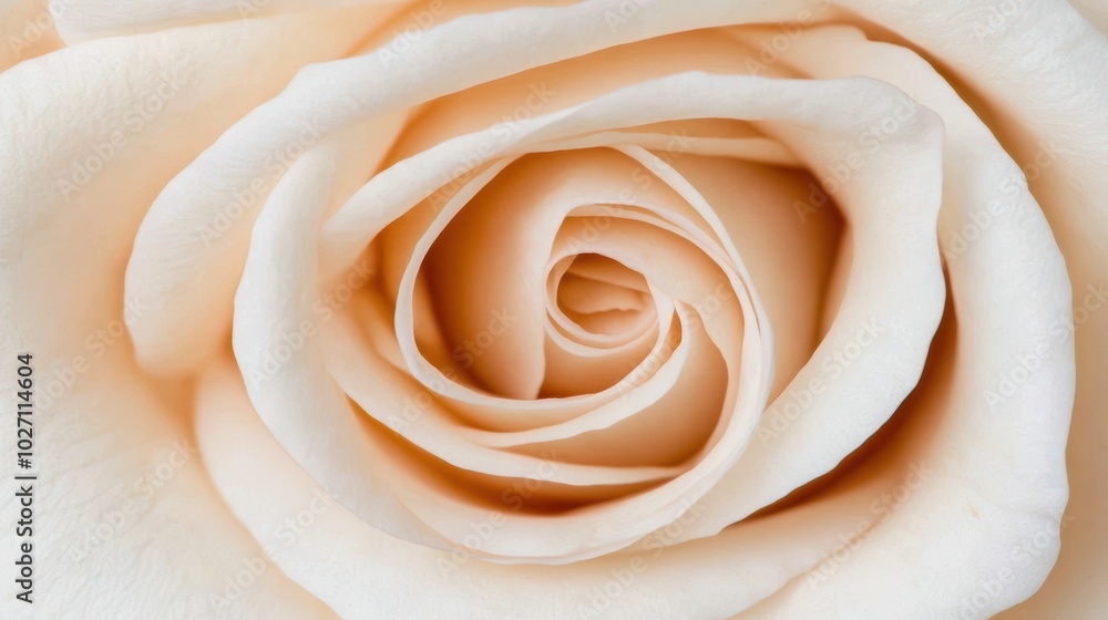 Pale Rose Macro: A delicate, creamy peach rose blooms in close-up, showcasing the intricate layers of its petals in a mesmerizing floral texture. Pale Rose Macro: A delicate, creamy peach rose blooms in close-up, showcasing the intricate layers of its petals in a mesmerizing floral texture.