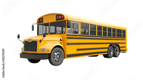 Yellow School Bus Isolated Background. photo