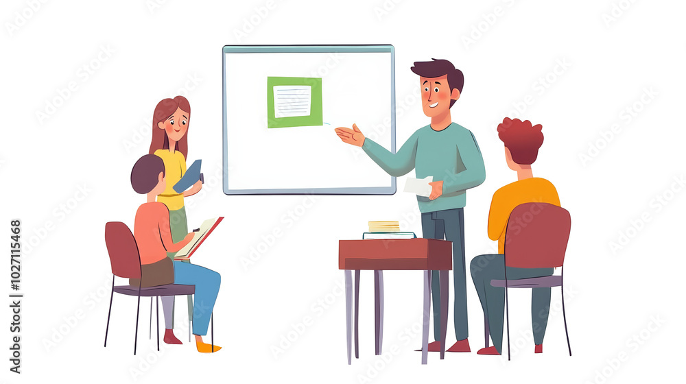 Teacher Presenting to Students in Classroom. Teacher Presenting to Students in Classroom.