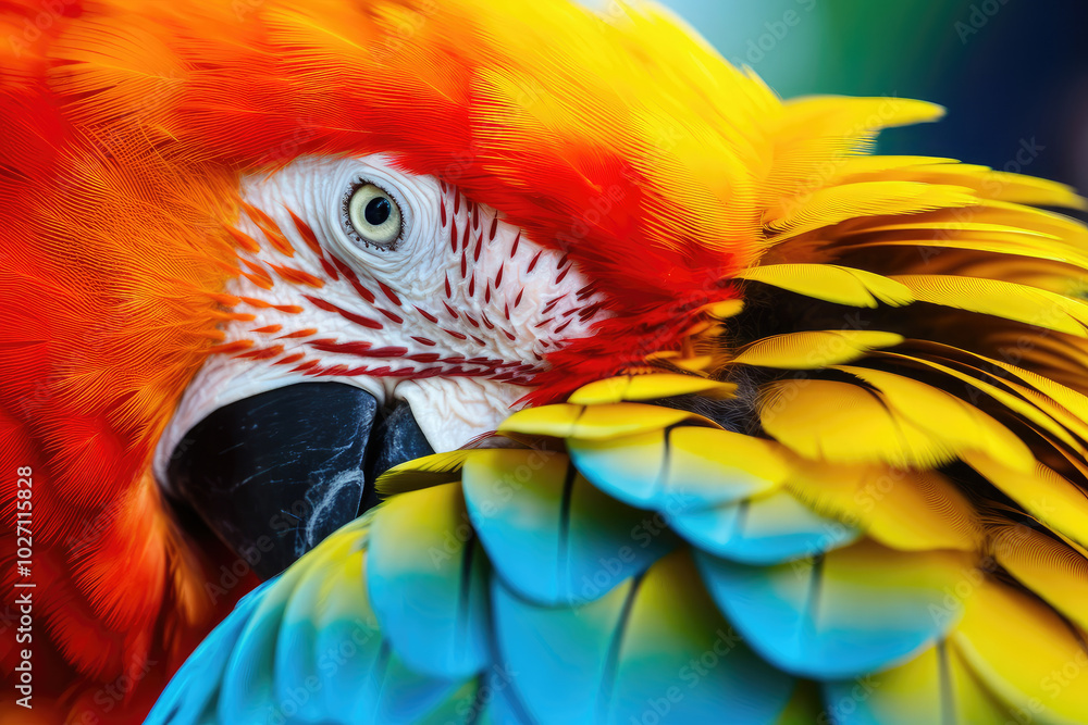 Obraz premium Vivid Macaw Parrot in Colorful Close-Up