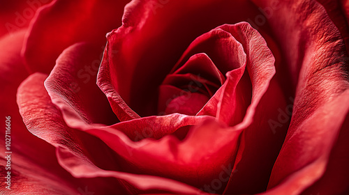 Fototapeta Naklejka Na Ścianę i Meble -  Red rose in bloom close-up showing intricate petals