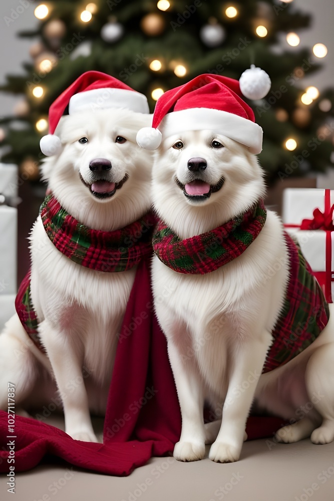 ia generated. christmas dog with santa hat ia generated. christmas dog with santa hat