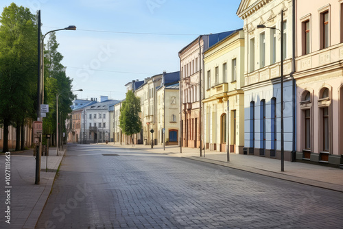 Peaceful Morning on a Historic City Street